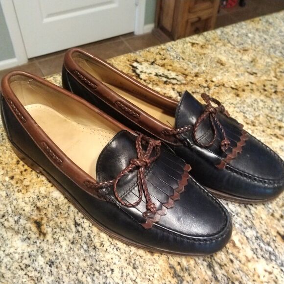 Allen Edmonds Men’s Woodstock Shoes Black Brown Tassels Leather Loafers Sz 11 C - Picture 2 of 14